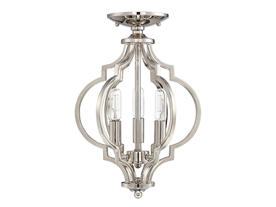 Meridian M60055PN Three Light Semi-Flush Mount, Polished Nickel