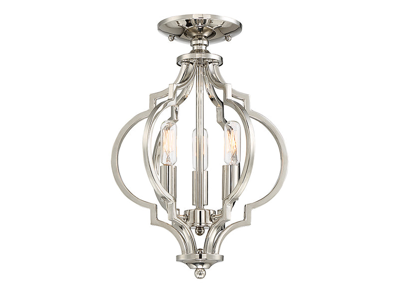 Meridian M60055PN Three Light Semi-Flush Mount, Polished Nickel