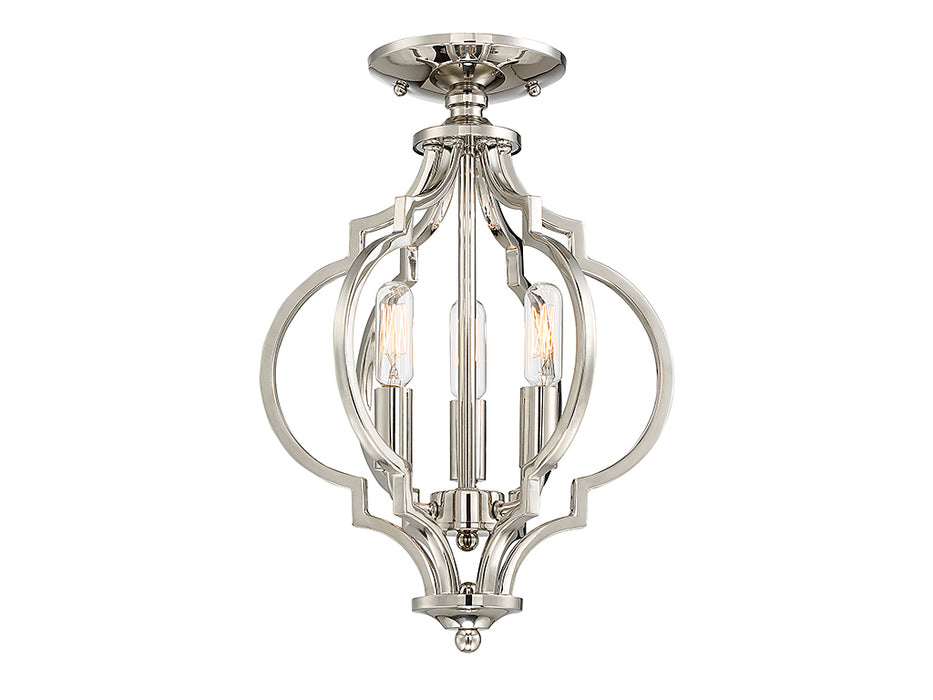 Meridian M60055PN Three Light Semi-Flush Mount, Polished Nickel