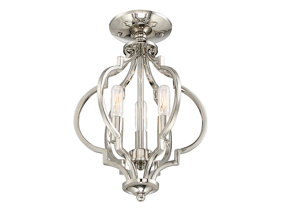 Meridian M60055PN Three Light Semi-Flush Mount, Polished Nickel