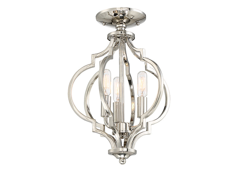 Meridian M60055PN Three Light Semi-Flush Mount, Polished Nickel