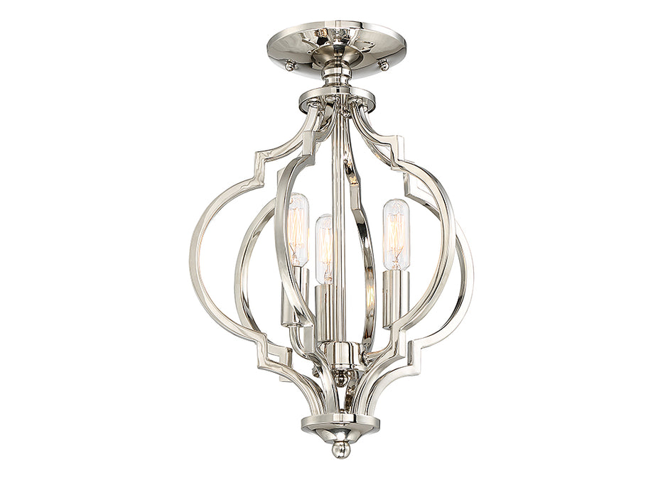 Meridian M60055PN Three Light Semi-Flush Mount, Polished Nickel