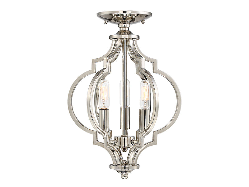 Meridian M60055PN Three Light Semi-Flush Mount, Polished Nickel