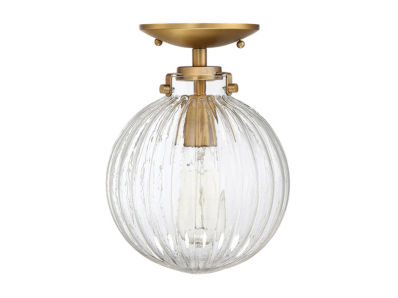 Meridian M60056NB One Light Semi-Flush Mount, Natural Brass
