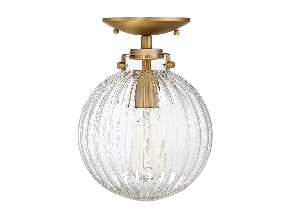 Meridian M60056NB One Light Semi-Flush Mount, Natural Brass