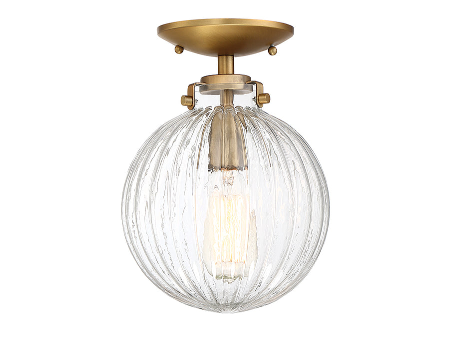 Meridian M60056NB One Light Semi-Flush Mount, Natural Brass