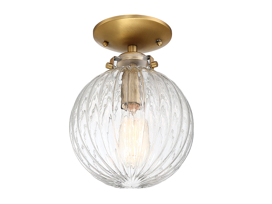 Meridian M60056NB One Light Semi-Flush Mount, Natural Brass