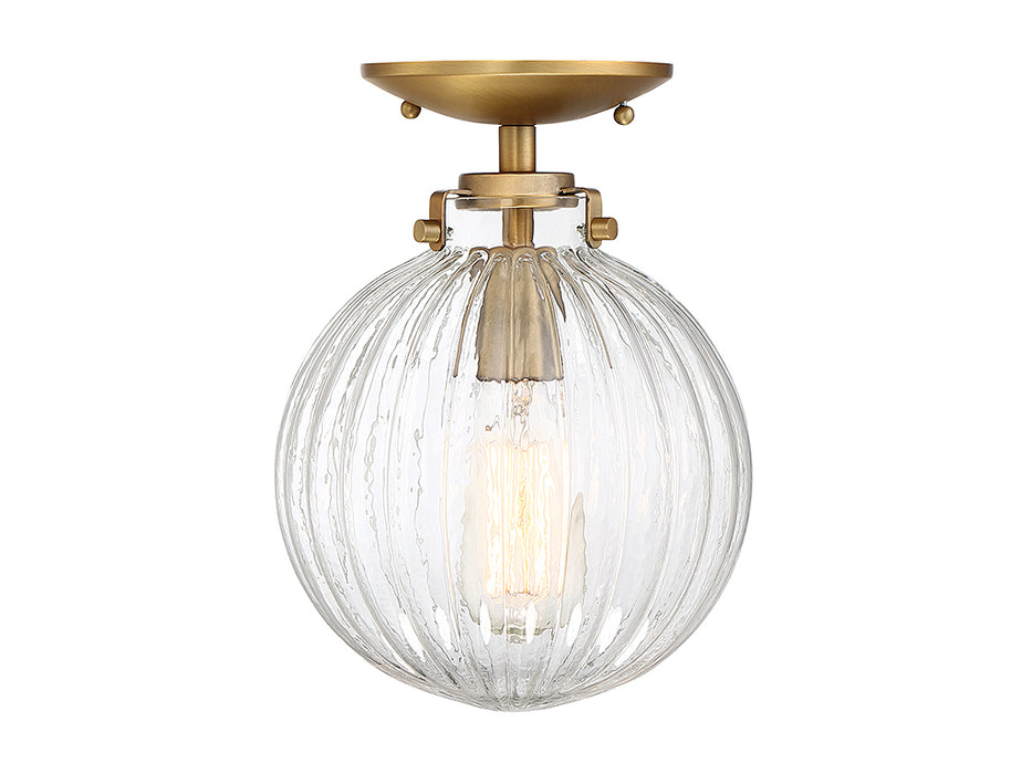 Meridian M60056NB One Light Semi-Flush Mount, Natural Brass