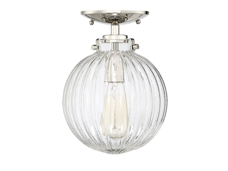 Meridian M60056PN One Light Semi-Flush Mount, Polished Nickel