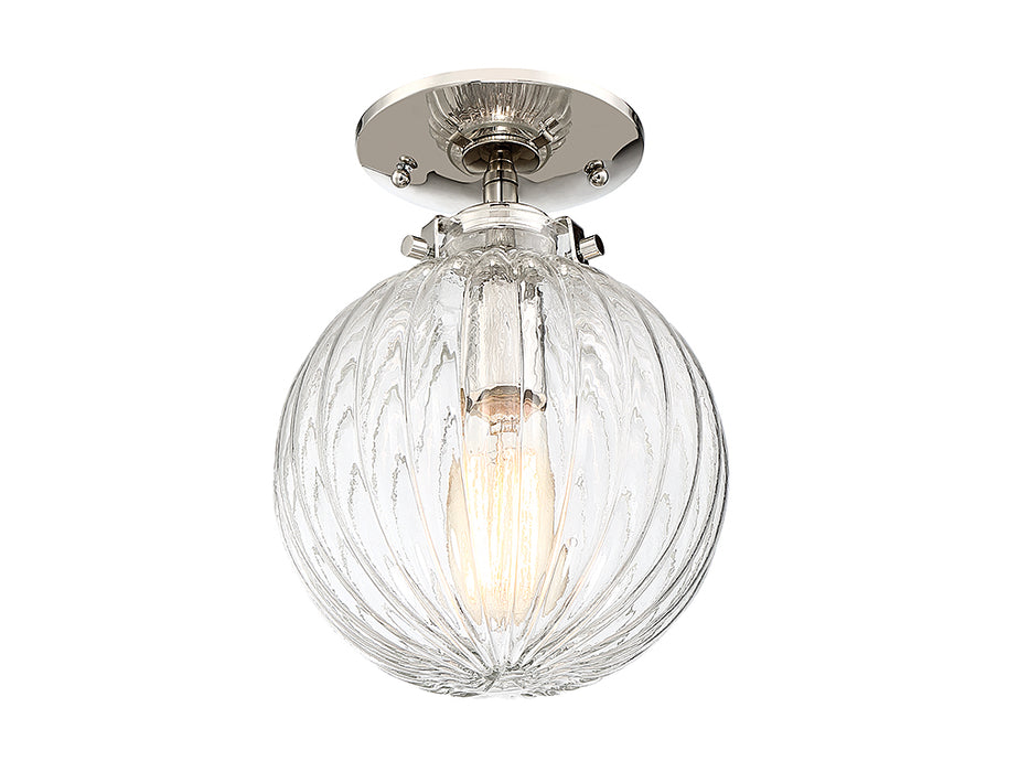 Meridian M60056PN One Light Semi-Flush Mount, Polished Nickel