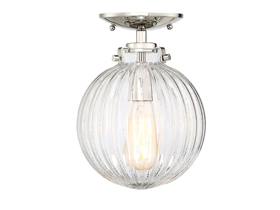 Meridian M60056PN One Light Semi-Flush Mount, Polished Nickel