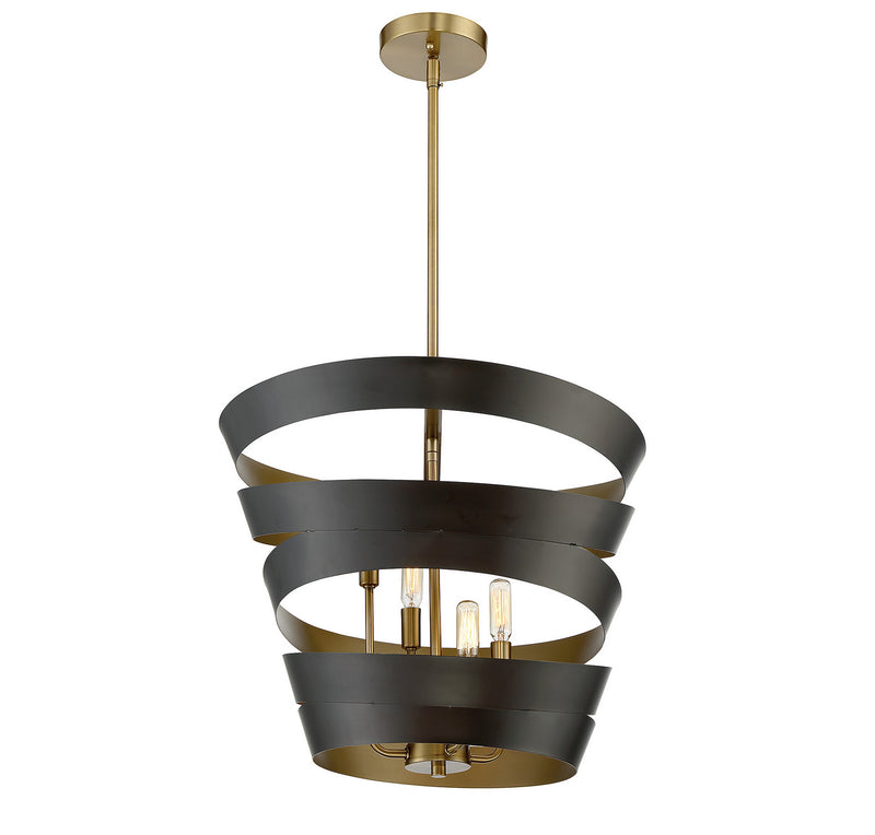 Meridian M70009-46 Four Light Pendant, Matte Black with Gold