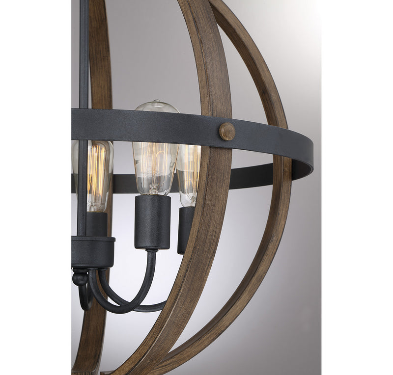 Meridian M70041WB Five Light Chandelier, Wood with Black