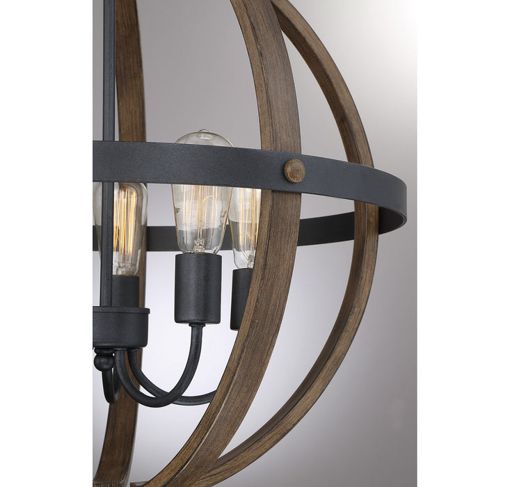 Meridian M70041WB Five Light Chandelier, Wood with Black