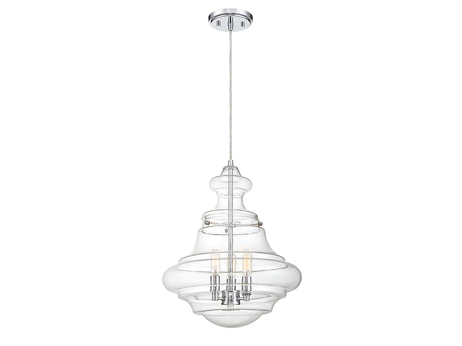Meridian M70058CH Three Light Pendant, Chrome