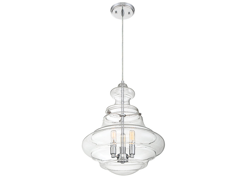 Meridian M70058CH Three Light Pendant, Chrome