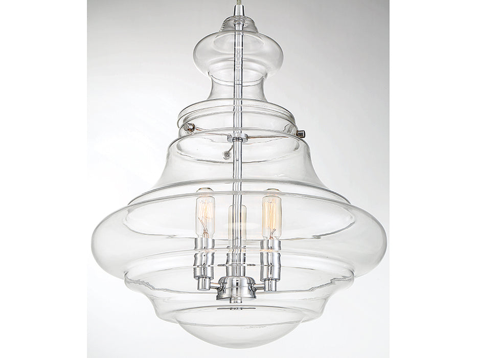 Meridian M70058CH Three Light Pendant, Chrome
