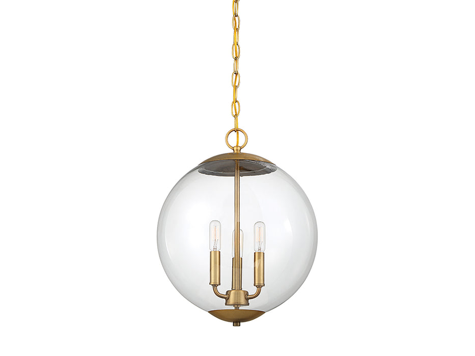 Meridian M70060NB Three Light Pendant, Natural Brass