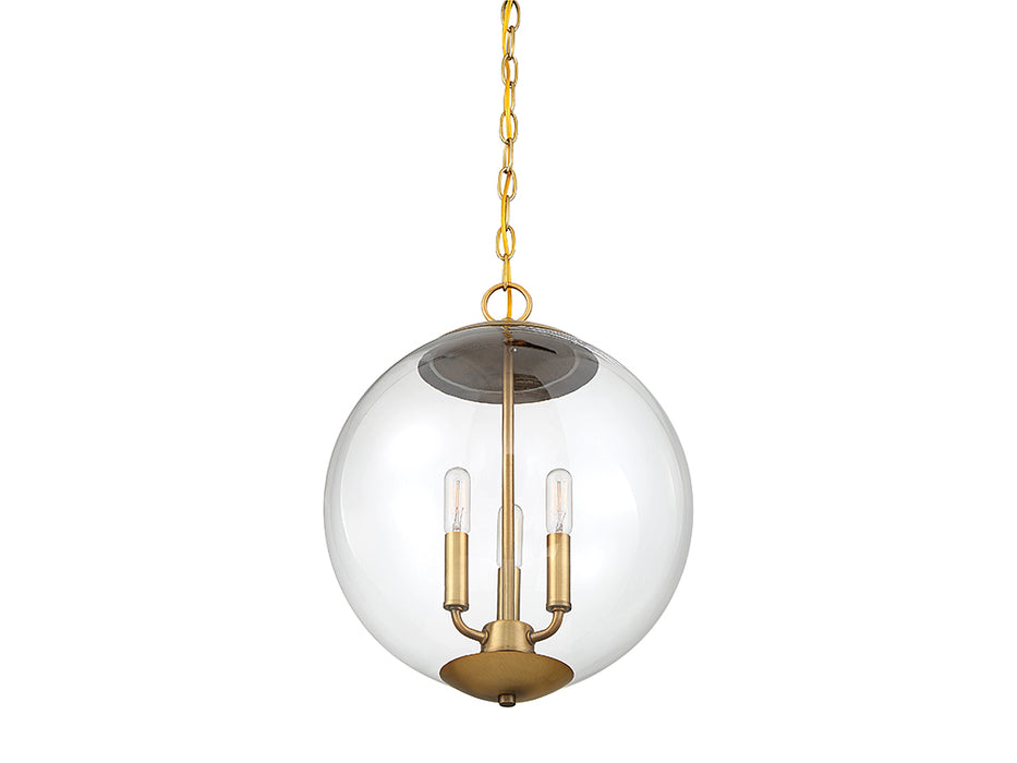 Meridian M70060NB Three Light Pendant, Natural Brass