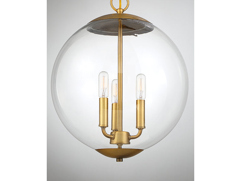Meridian M70060NB Three Light Pendant, Natural Brass