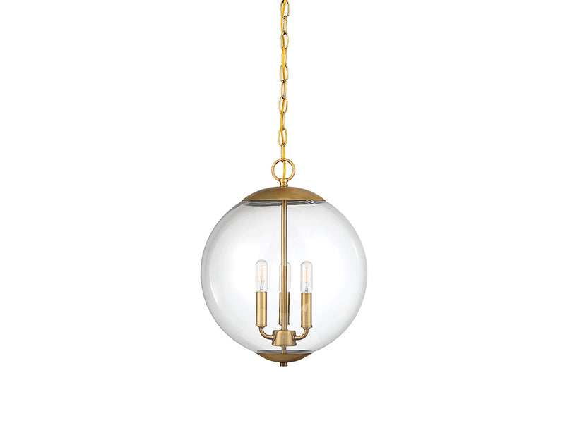 Meridian M70060NB Three Light Pendant, Natural Brass