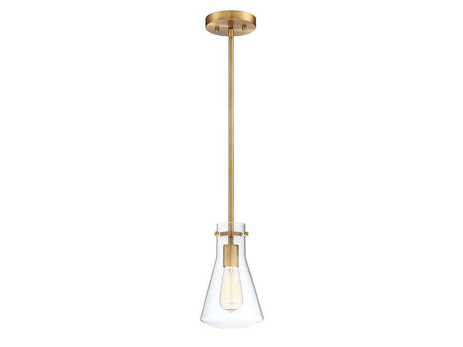 Meridian M70063NB One Light Pendant, Natural Brass
