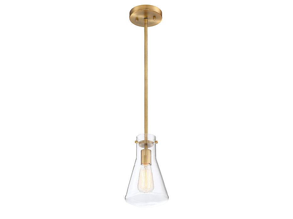 Meridian M70063NB One Light Pendant, Natural Brass