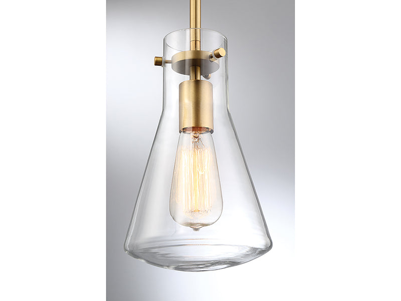 Meridian M70063NB One Light Pendant, Natural Brass