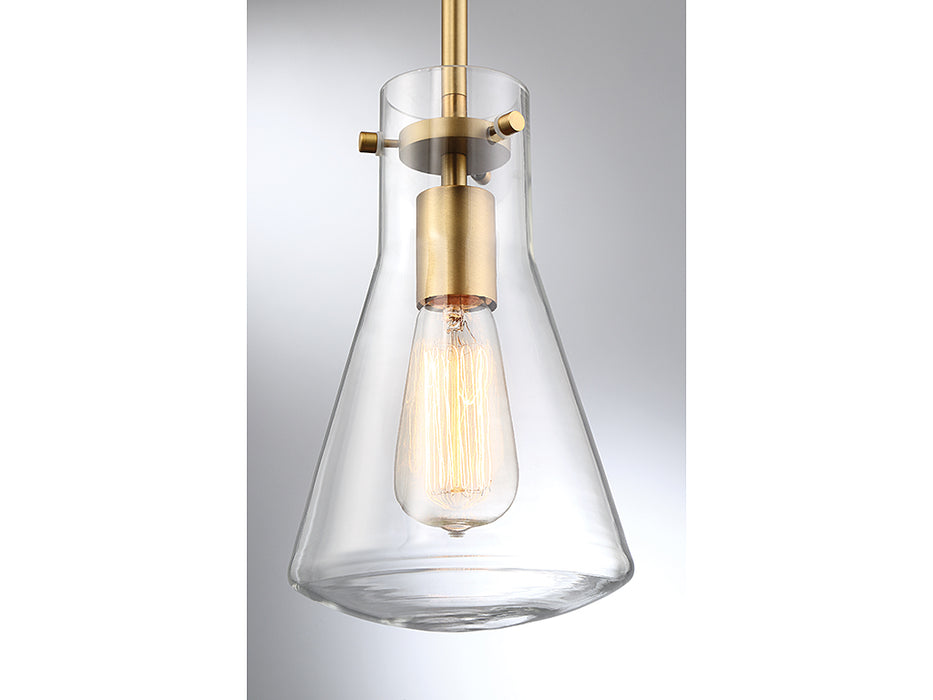 Meridian M70063NB One Light Pendant, Natural Brass
