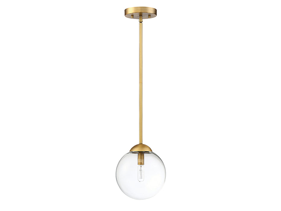 Meridian M70067NB One Light Mini Pendant, Natural Brass