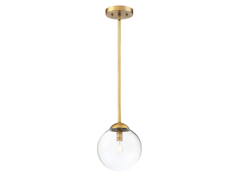Meridian M70067NB One Light Mini Pendant, Natural Brass