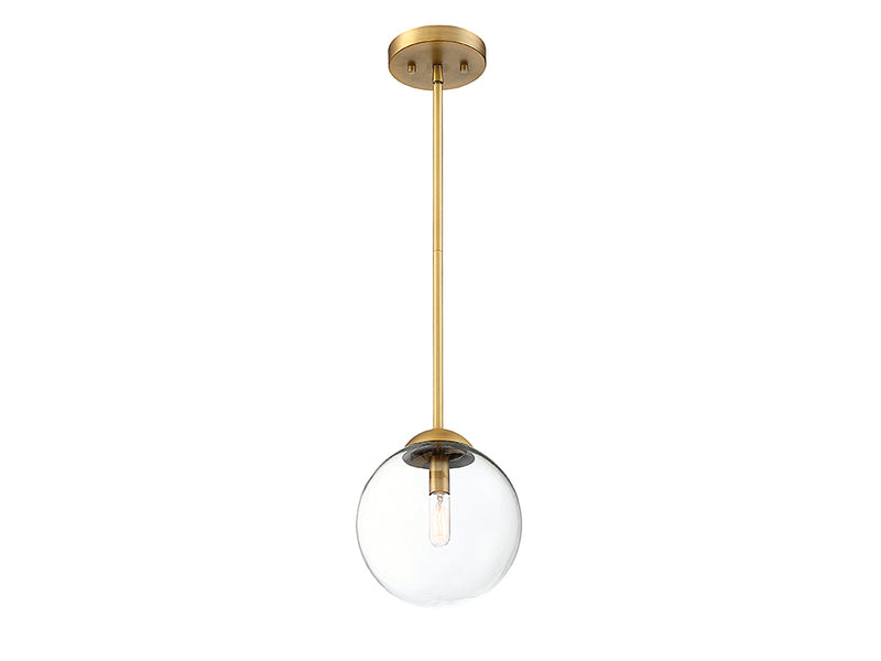 Meridian M70067NB One Light Mini Pendant, Natural Brass