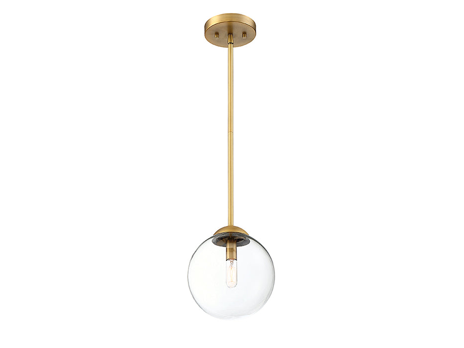 Meridian M70067NB One Light Mini Pendant, Natural Brass