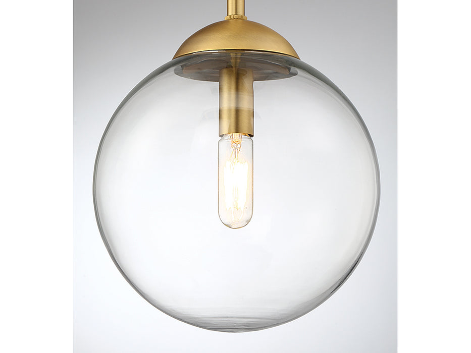 Meridian M70067NB One Light Mini Pendant, Natural Brass