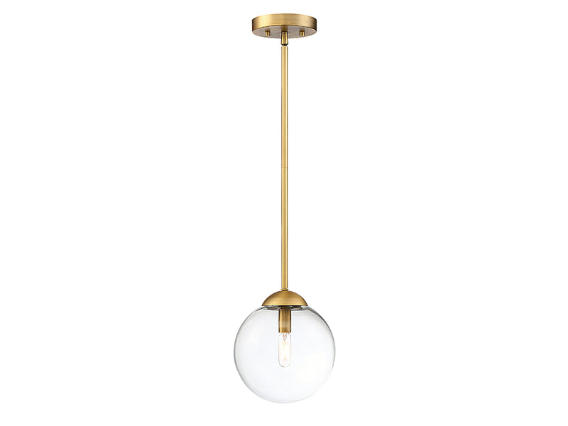 Meridian M70067NB One Light Mini Pendant, Natural Brass