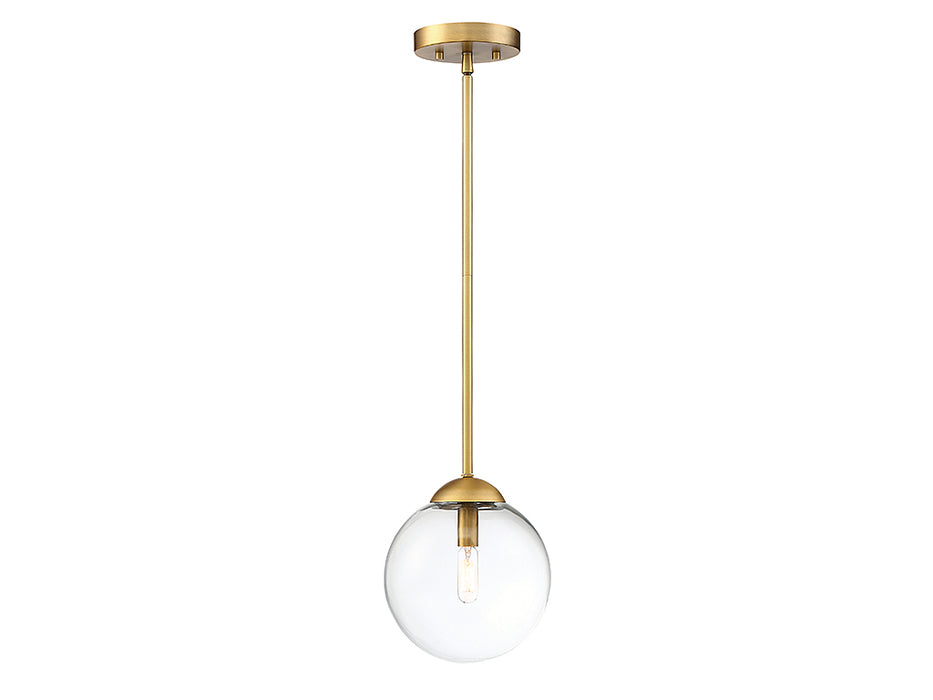 Meridian M70067NB One Light Mini Pendant, Natural Brass