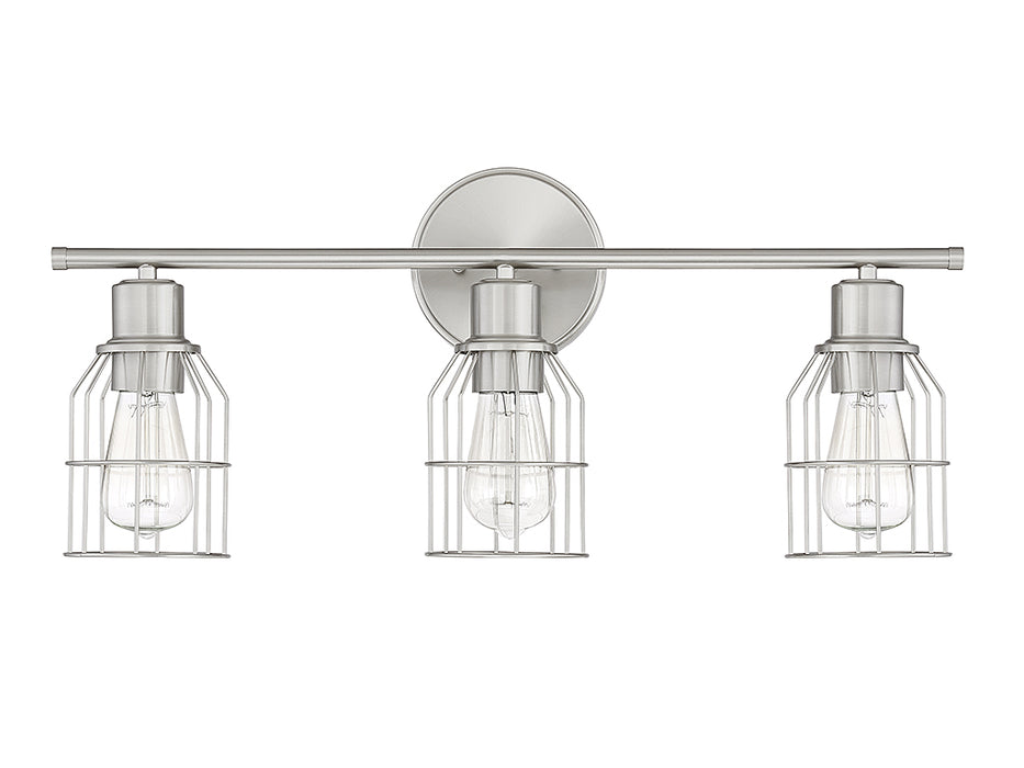 Meridian M80004BN Three Light Bathroom Vanity Light, Brushed Nickel