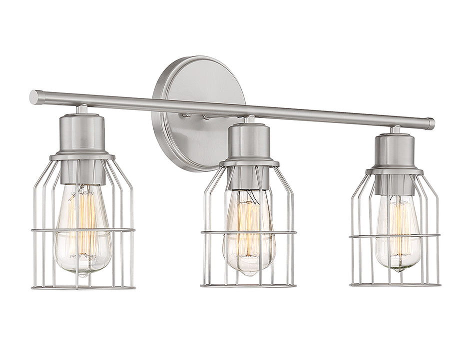 Meridian M80004BN Three Light Bathroom Vanity Light, Brushed Nickel