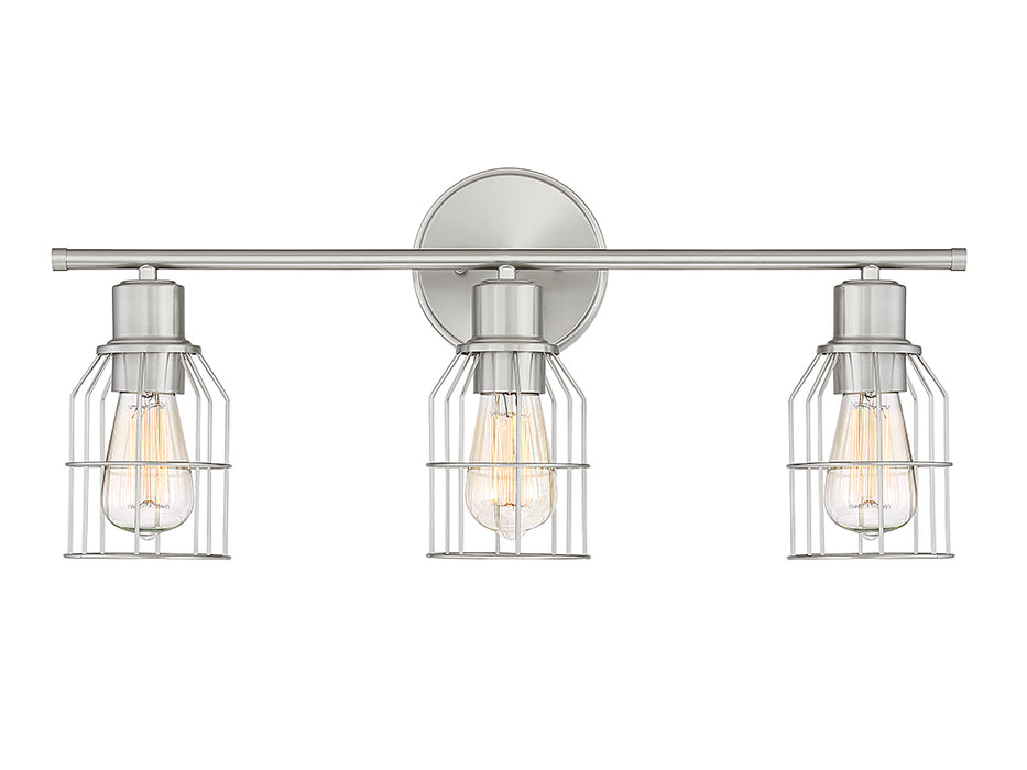 Meridian M80004BN Three Light Bathroom Vanity Light, Brushed Nickel