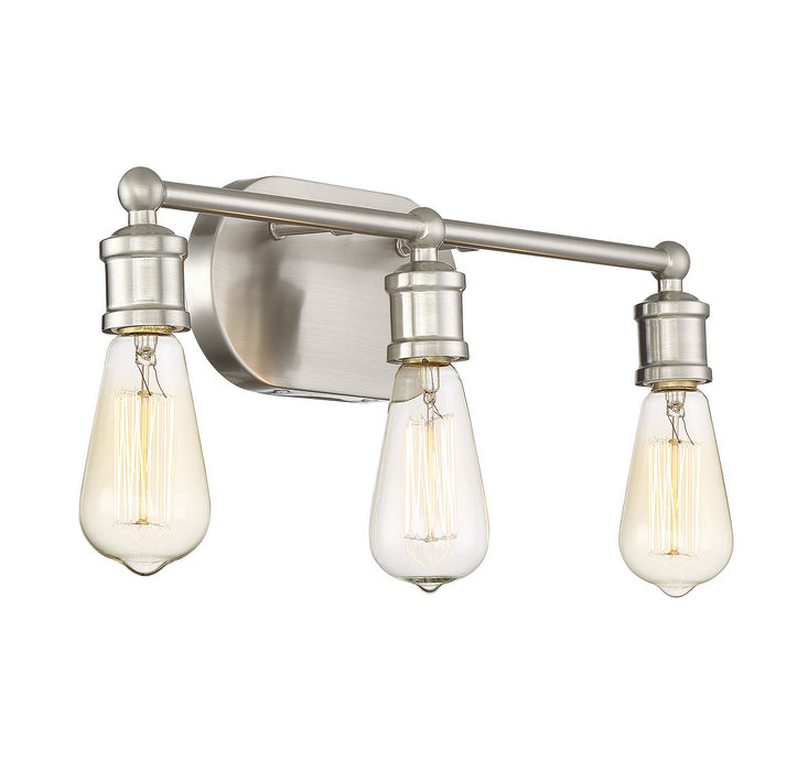 Meridian M80012BN Three Light Bathroom Vanity Light, Brushed Nickel