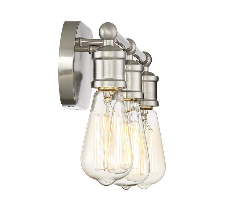 Meridian M80012BN Three Light Bathroom Vanity Light, Brushed Nickel