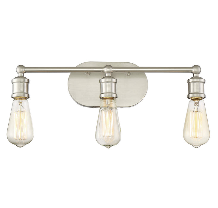Meridian M80012BN Three Light Bathroom Vanity Light, Brushed Nickel