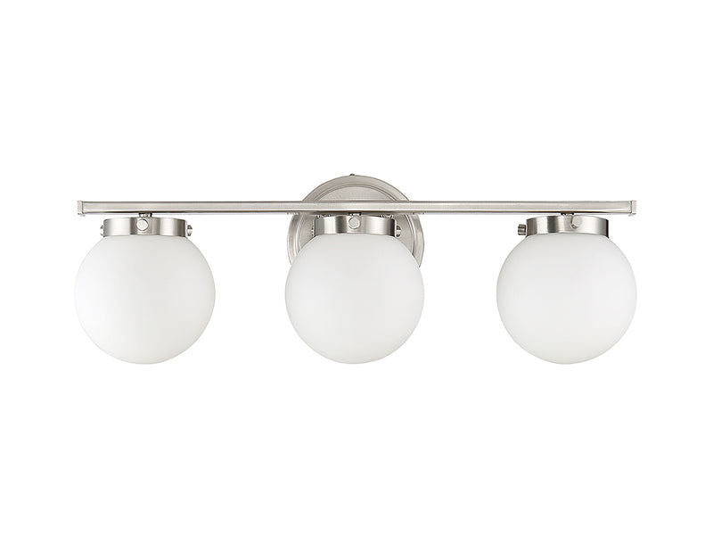 Meridian M80023BN Three Light Bathroom Vanity Light, Brushed Nickel