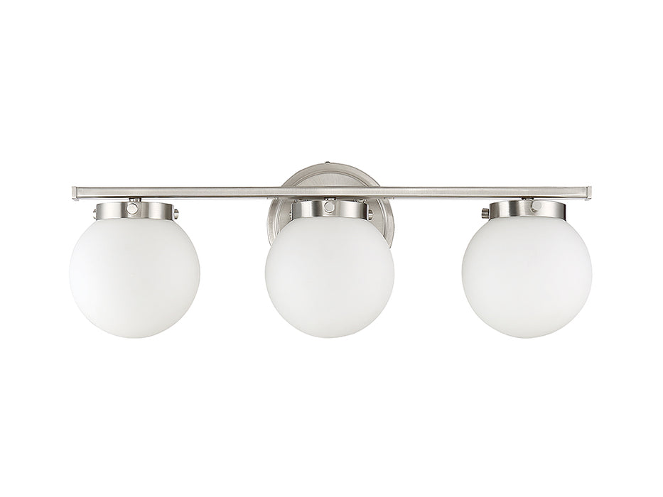 Meridian M80023BN Three Light Bathroom Vanity Light, Brushed Nickel
