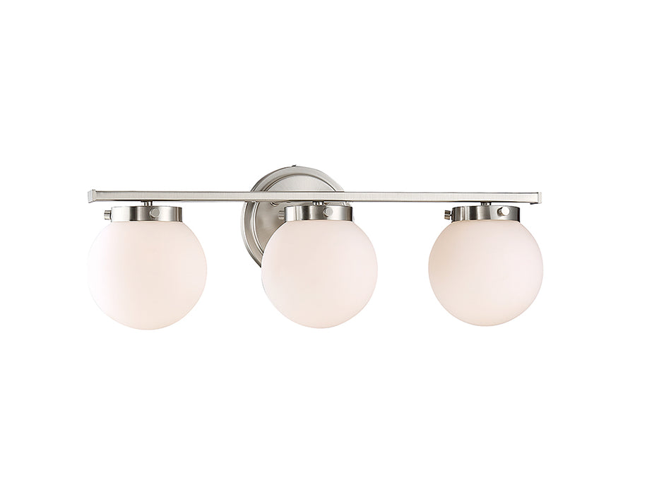 Meridian M80023BN Three Light Bathroom Vanity Light, Brushed Nickel
