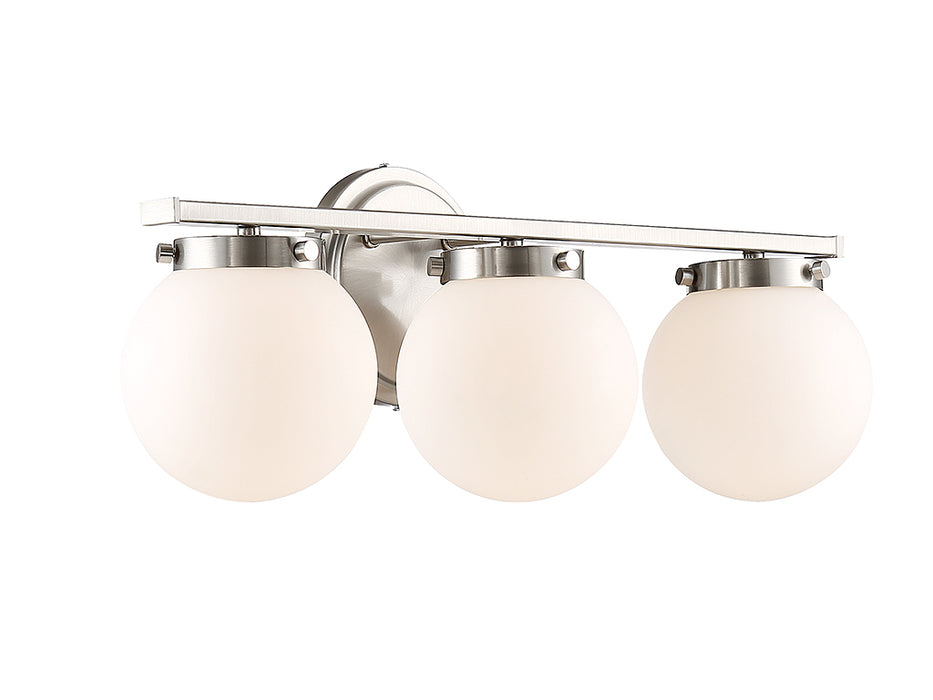 Meridian M80023BN Three Light Bathroom Vanity Light, Brushed Nickel
