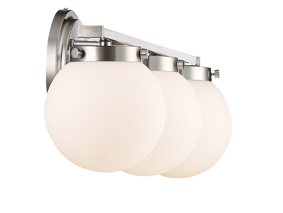 Meridian M80023BN Three Light Bathroom Vanity Light, Brushed Nickel