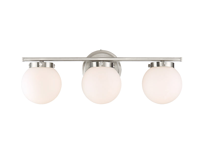 Meridian M80023BN Three Light Bathroom Vanity Light, Brushed Nickel
