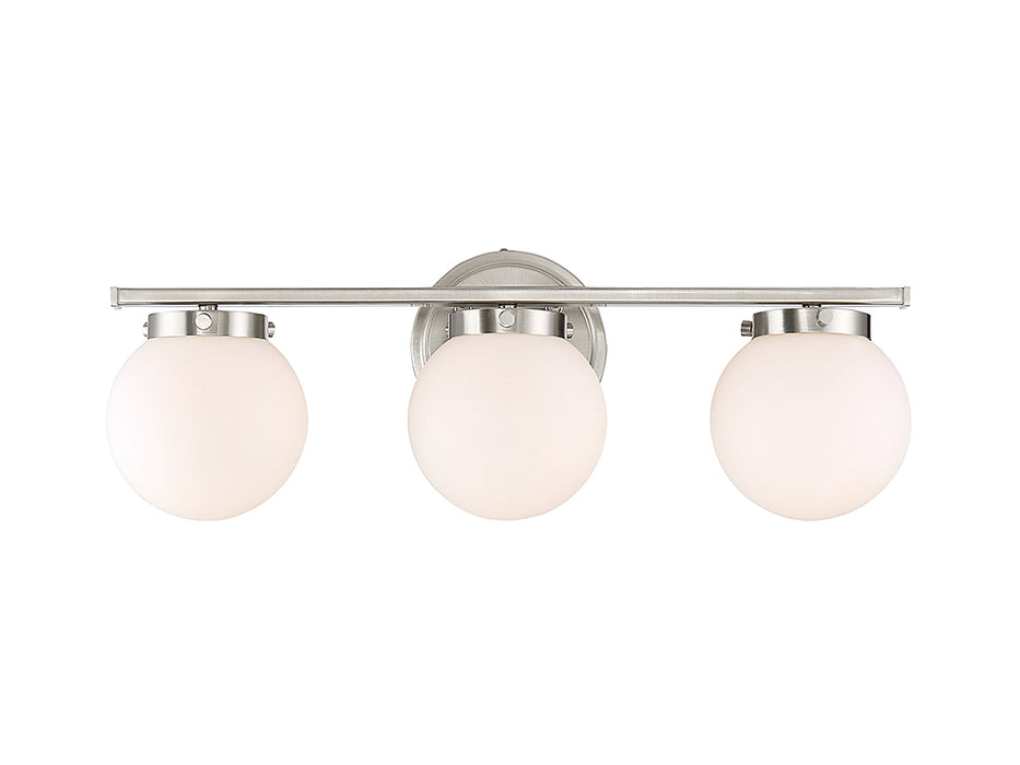 Meridian M80023BN Three Light Bathroom Vanity Light, Brushed Nickel