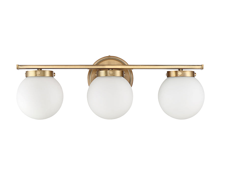 Meridian M80023NB Three Light Bathroom Vanity Light, Natural Brass
